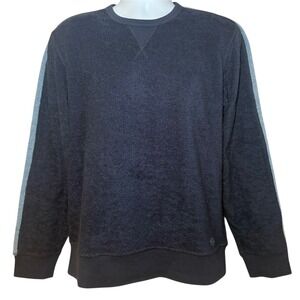 OUTERKNOWN Mens M Crewneck Sweater Navy Textured Sleeve Stripe Organic Cotton
